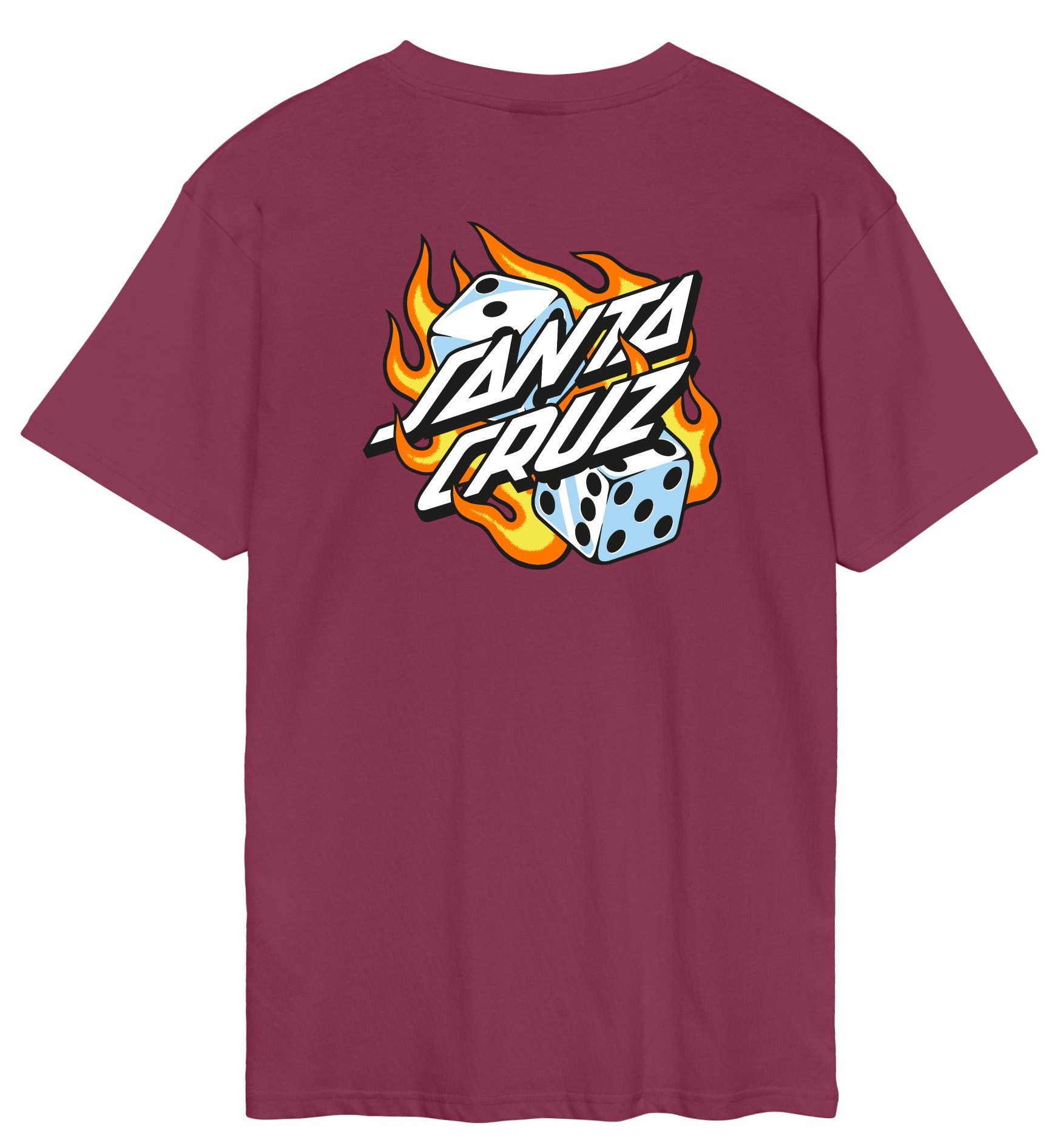 t-shirt SANTA CRUZ Flaming Dice Dot Chest T-Shirt Burgundy