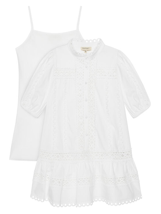 TWINSET Sukienka letnia 251GJ2410 Biały Regular Fit
