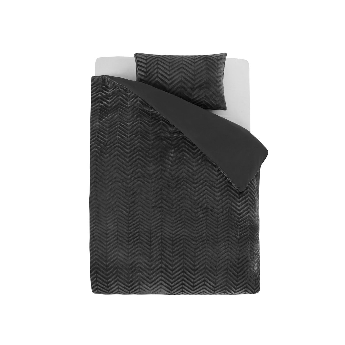 140x200/220 CHEVRON TEDDY antracyt kpl pościeli mikrofibra