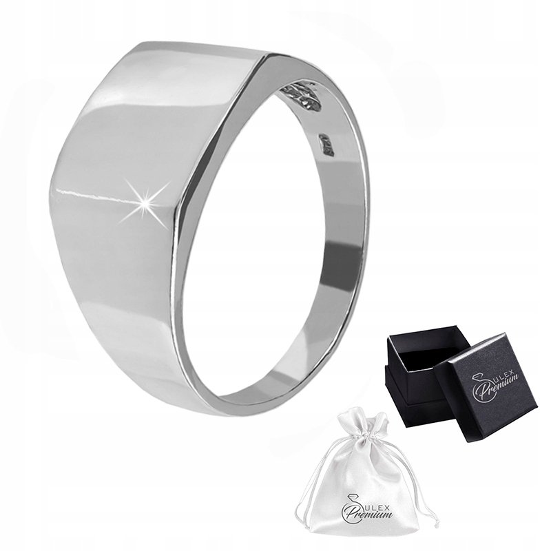 Sygnet srebrny 925 Pierścień Męski Polerowany GRAWER Prezent r. 16