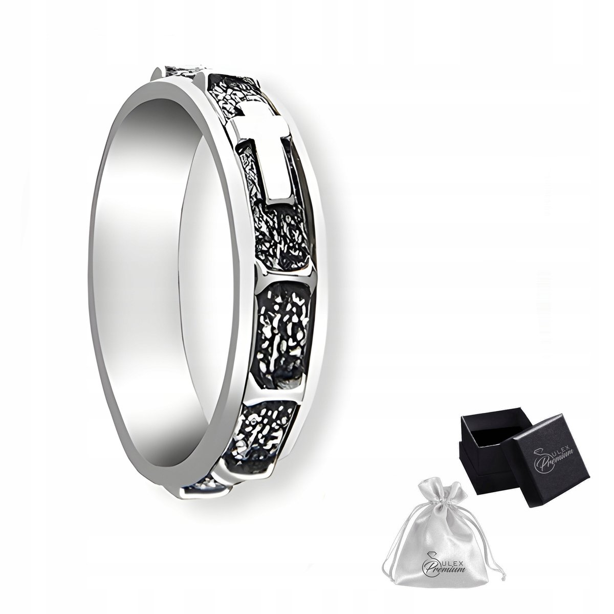 Obrączka RÓŻANIEC srebrna pr. 925 Pierścionek ANTYSTRESOWY Obrotowy r. 15