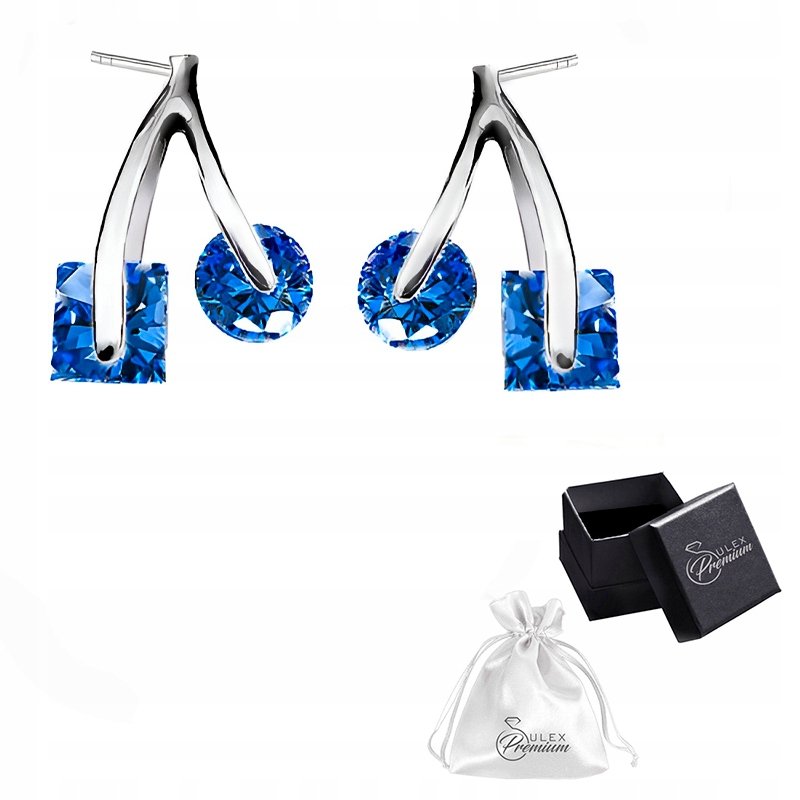 Kolczyki srebrne pr. 925 Kolczyki Sztyft z Szafirową Cyrkonią na Prezent