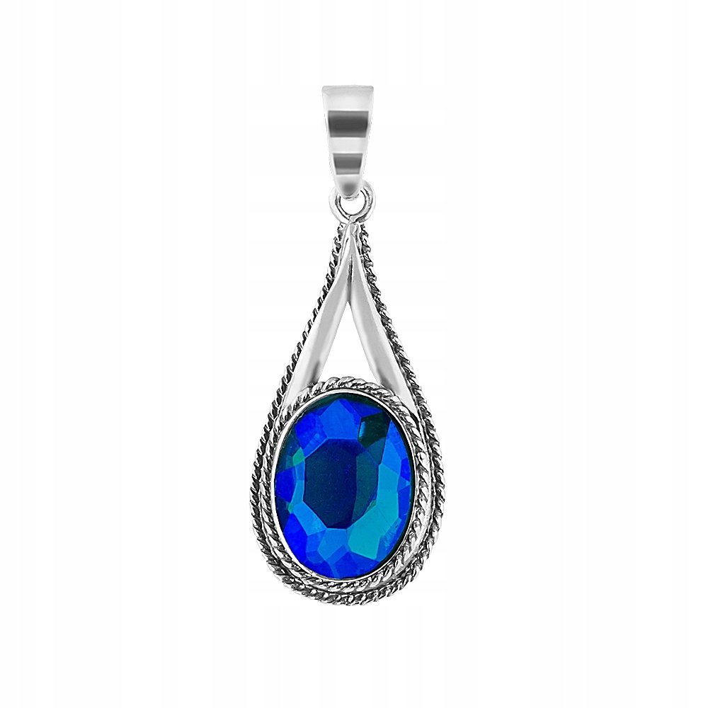 Zawieszka srebrna kryształ Bermuda Blue