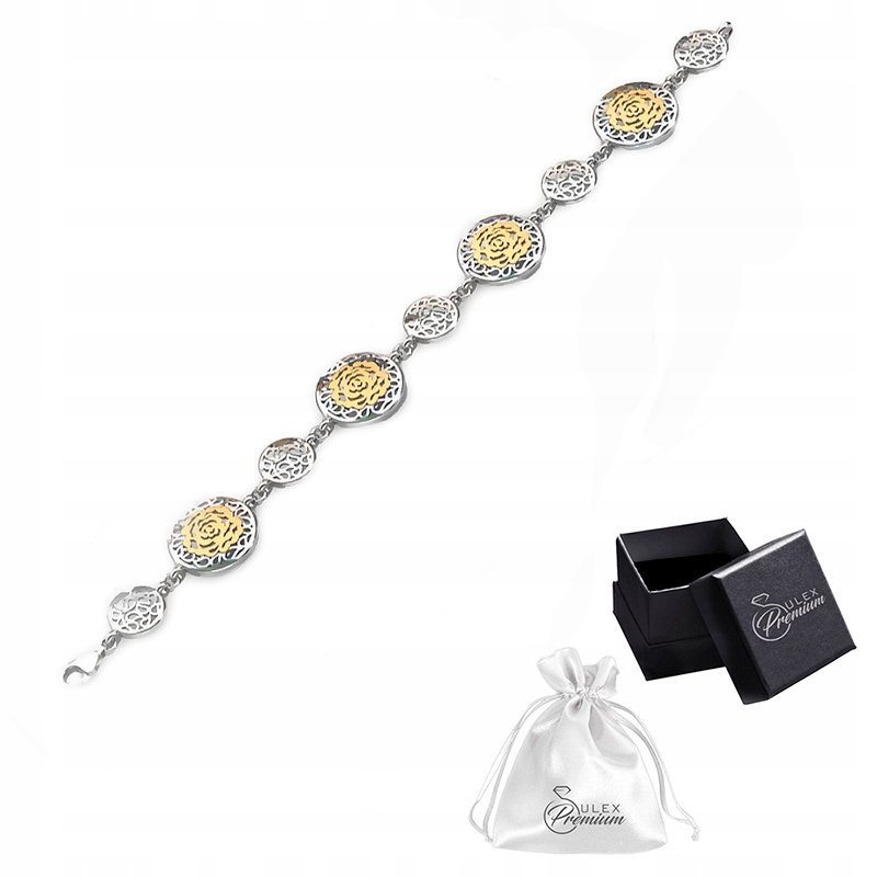 Bransoletka srebrna pr. 925 Elegancka Rodowana Bransoletka Róża
