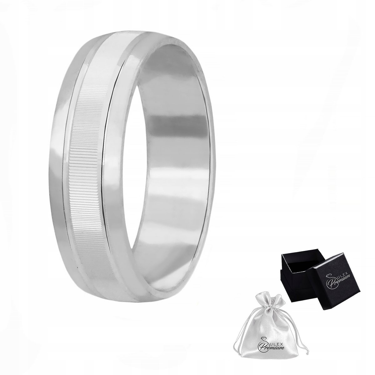 Pierścionek Męski srebrny pr. 925 Obrączka Diamentowana szer. 6 mm r.15