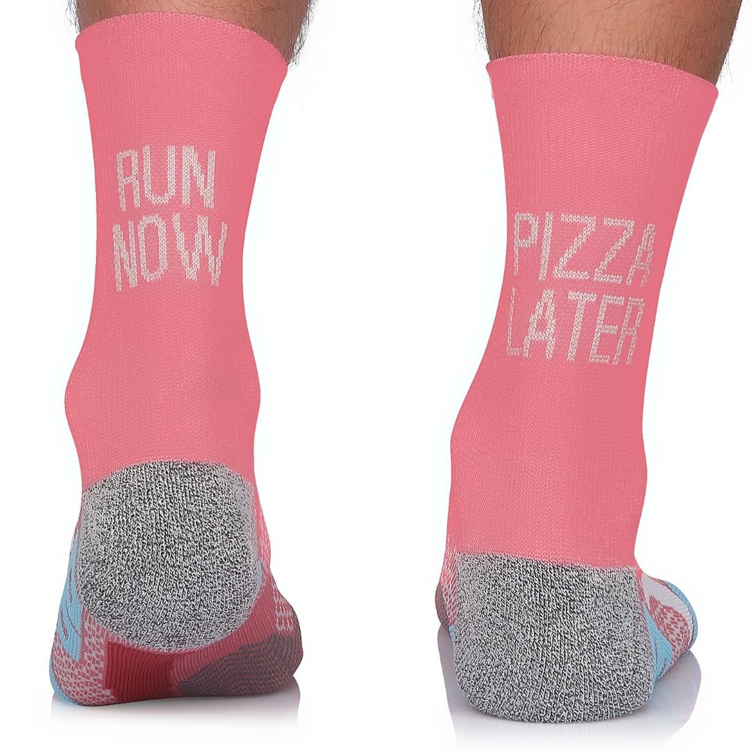 Skarpety biegowe Running Raid z napisem Run Now, Pizza Later, termoaktywne, chroniące przed otarciami 43-46