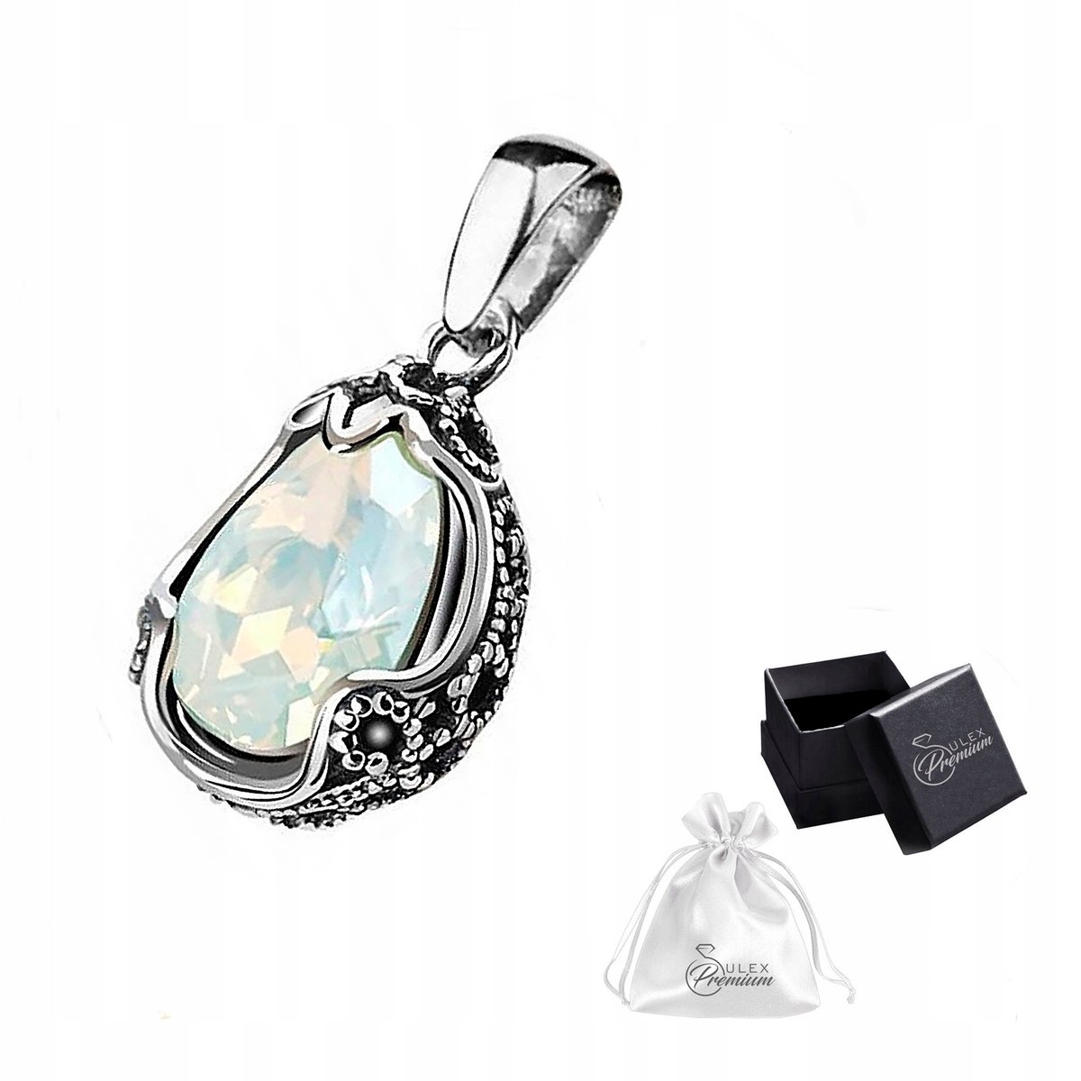 Zawieszka srebrna pr. 925 Piękny Wisiorek Kryształ White Opal dla Niej