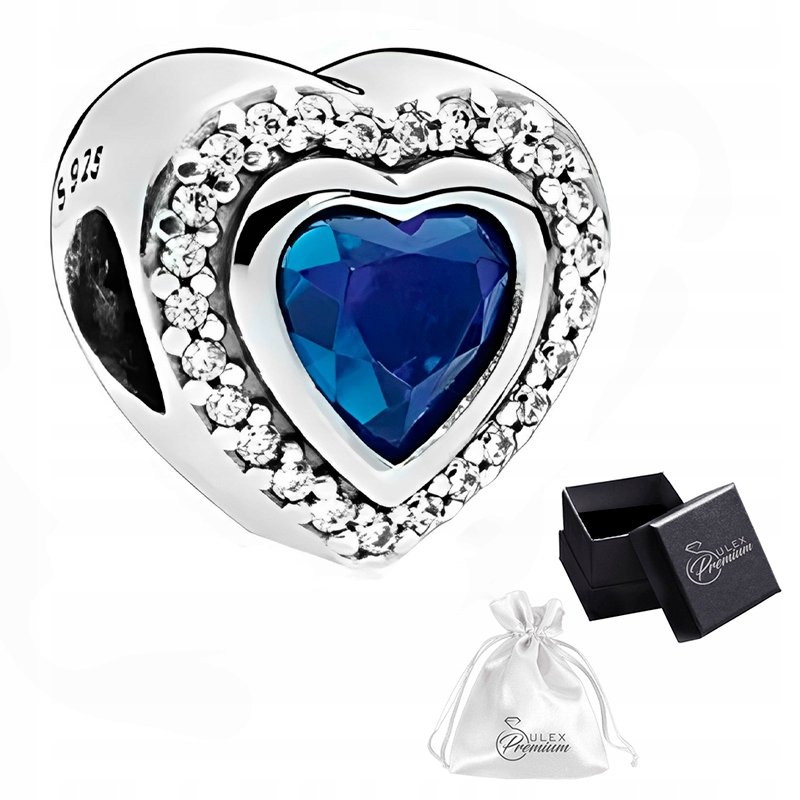 Charms srebro rodowane pr. 925 Serce Cyrkonia