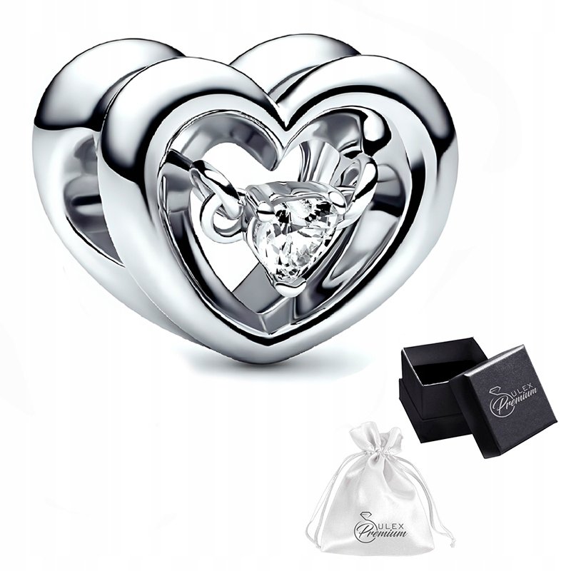 Charms srebro rodowane pr. 925 Serce w Sercu