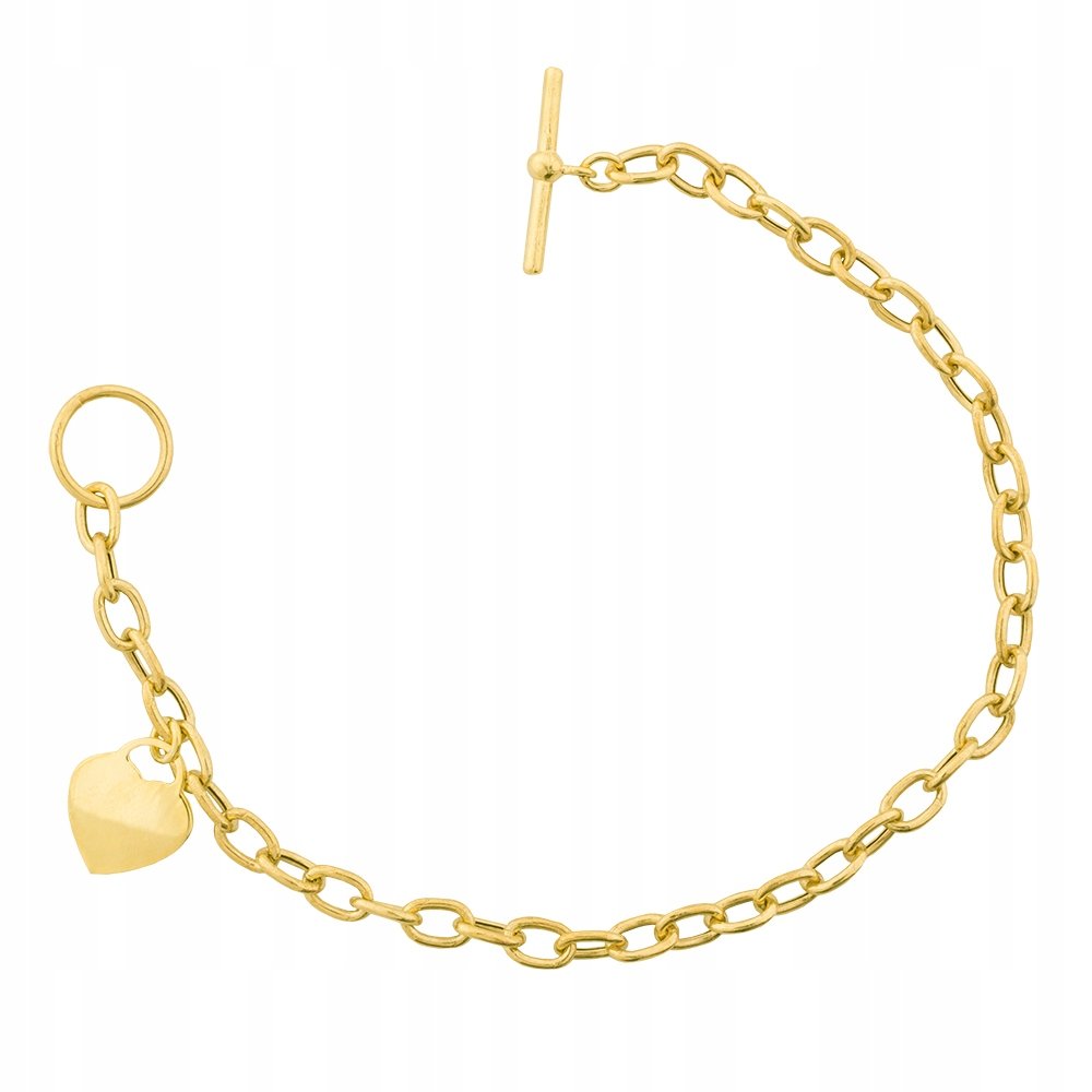 Bransoletka srebrna pozłacana z serduszkiem