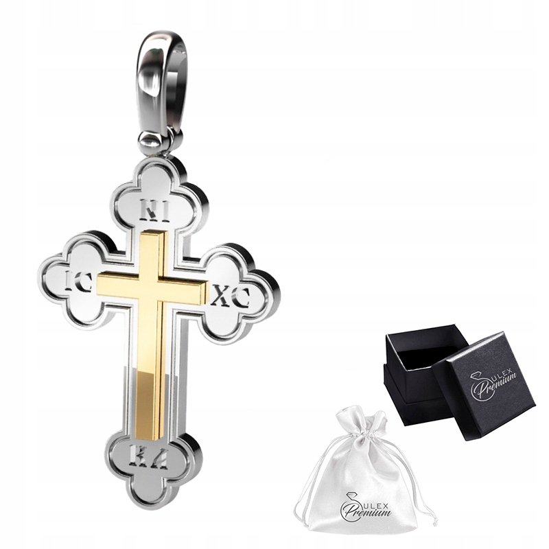 Krzyżyk srebrny pozłacany pr. 925 Krzyż rodowany i pozłacany srebro próba