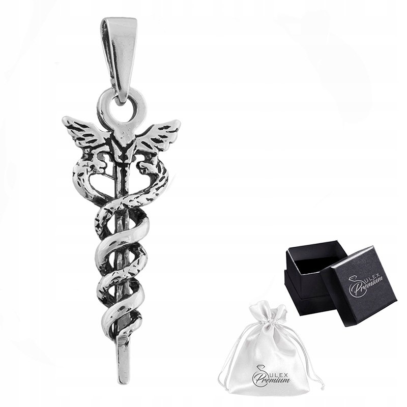 Wisiorek Zawieszka srebrna pr. 925 Starożytny Amulet Kaduceusz