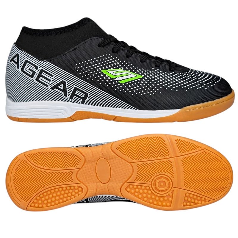 Buty Halówki Piłkarskie Ze Skarpetą Wygodne Do Gry W Piłkę Nożną Halowe Funkcjonalne Męskie Agear Czarno-Białe 46