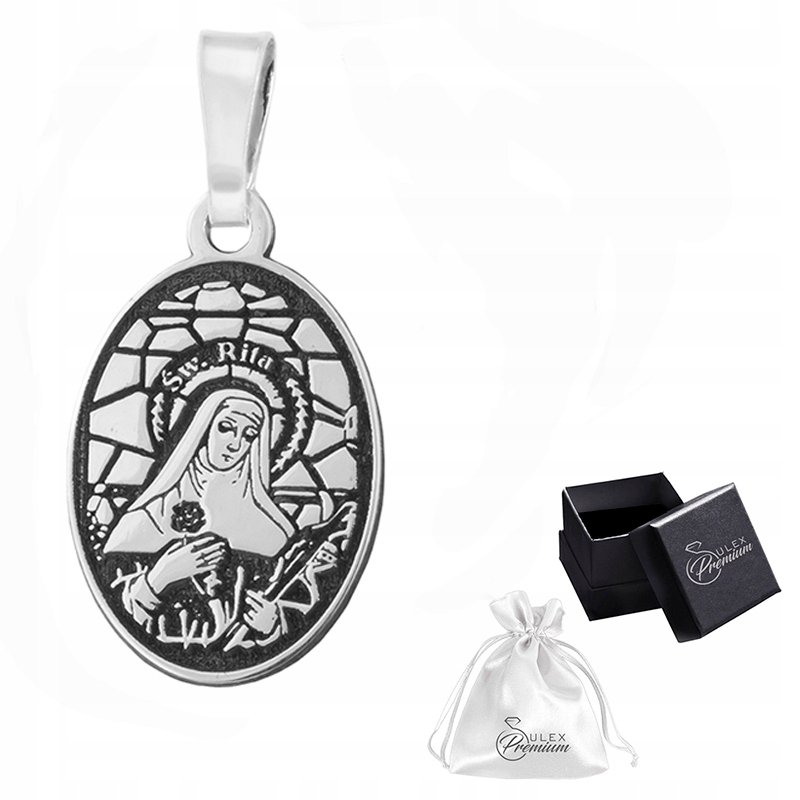 Medalik srebrny pr. 925 Wisiorek Medalion Święta Rita z Cascia Mniejszy