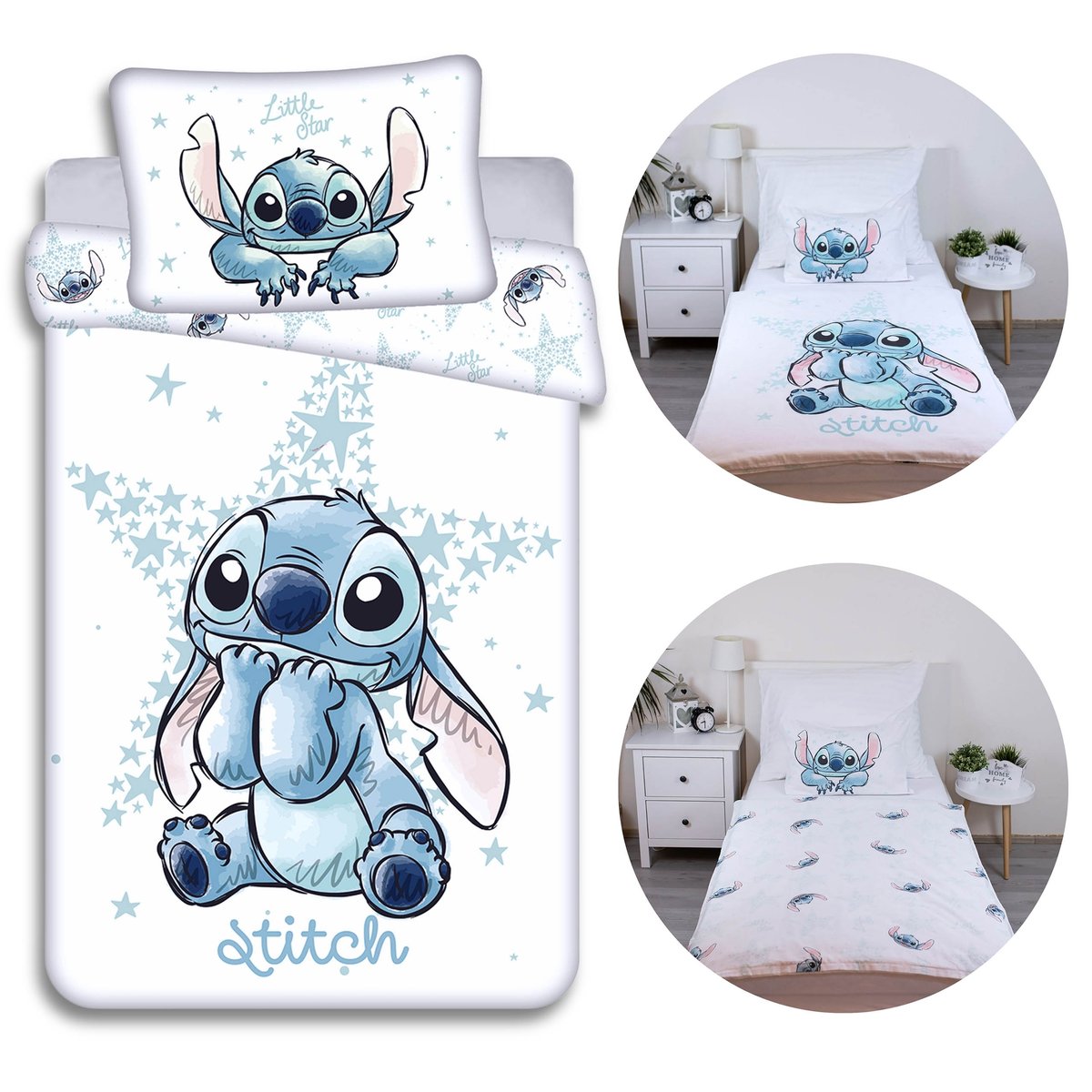 DISNEY Stitch Bawełniana pościel dziecięca do łóżeczka, 100% bawełna, 100x135 cm Oeko-Tex