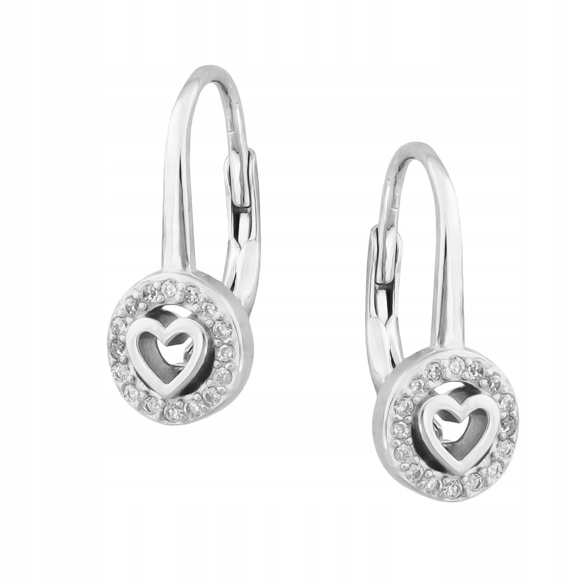 Kolczyki rodowane srebro pr.925 Serce w kółeczku