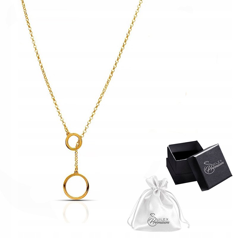 Naszyjnik srebrny pr. 925 Złota Krawatka Celebrytka DWA KÓŁKA na Prezent