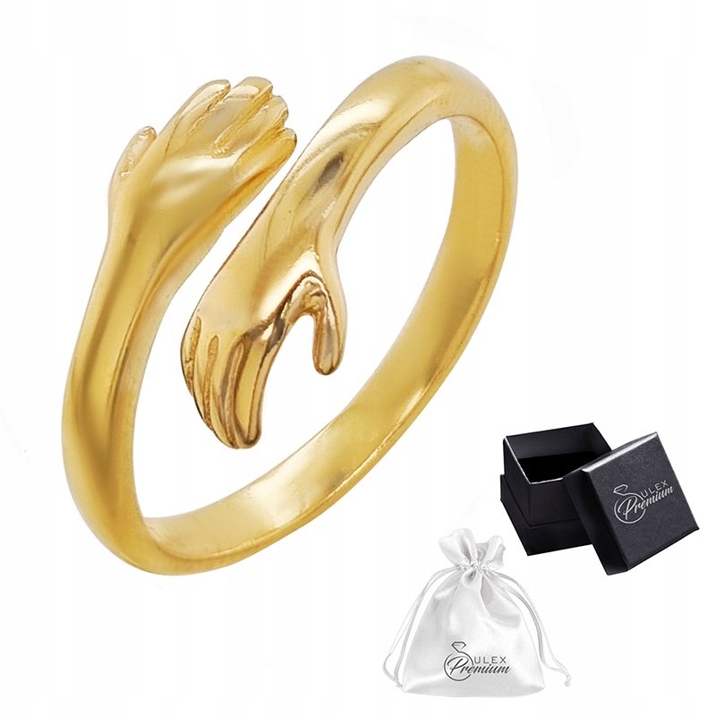 Pierścionek srebro 925 Dwie Dłonie pozłacany r. 14