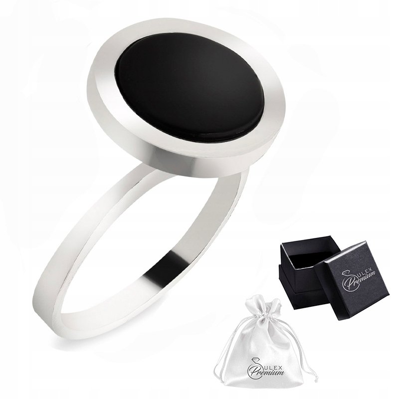 Pierścionek srebrny pr. 925 Pierścionek z Okrągłym Onyksem r. 12