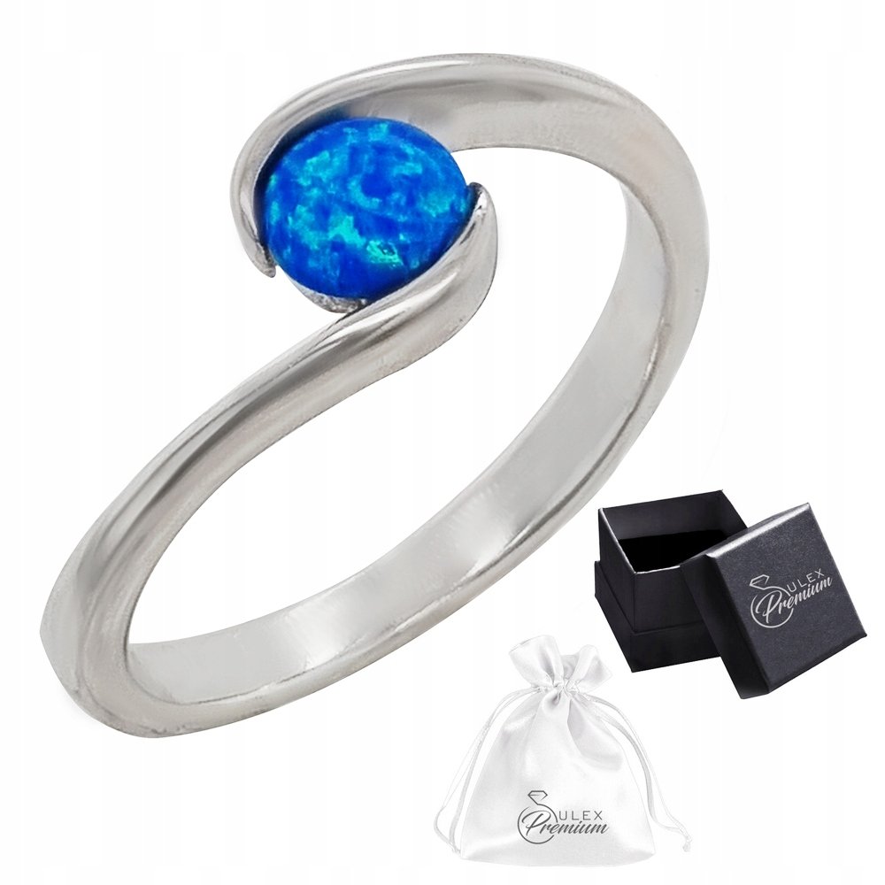 Pierścionek srebrny pr. 925 Niebieski Opal| r. 12