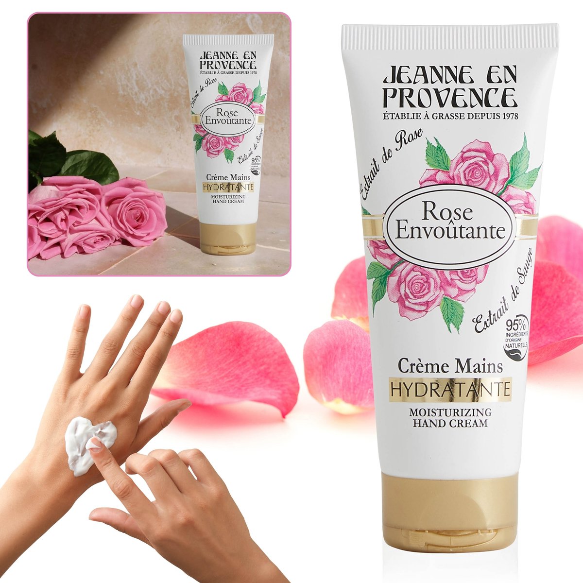 Jeanne en Provence - Rose Envoûtant Nawilżający krem do rąk o zapachu różanym 75ml