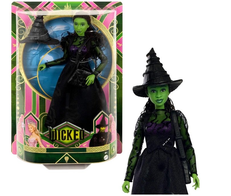 WICKED LALKA ELPHABA THROPP DOLL CZAROWNICA ZIELONA ELFABA AKCESORIA HXT62