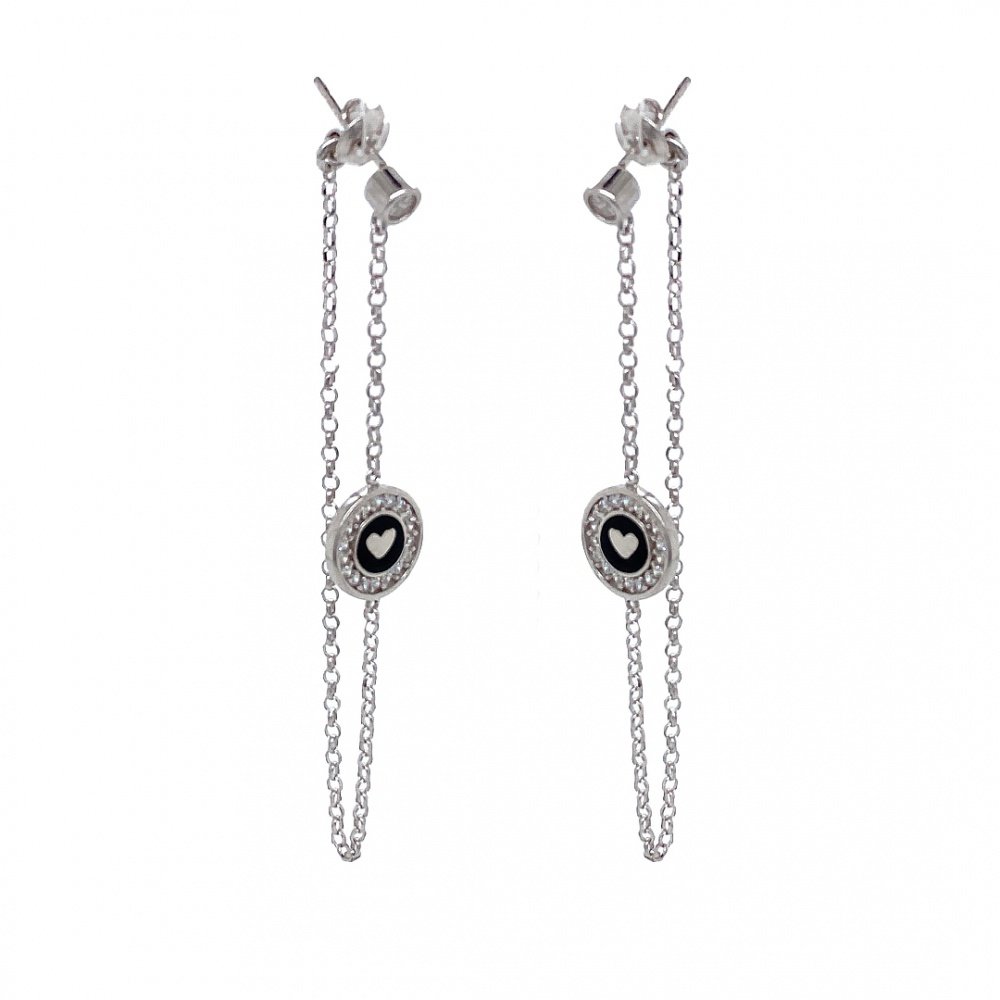 Kolczyki srebrne pr. 925 długie wiszące SERCE