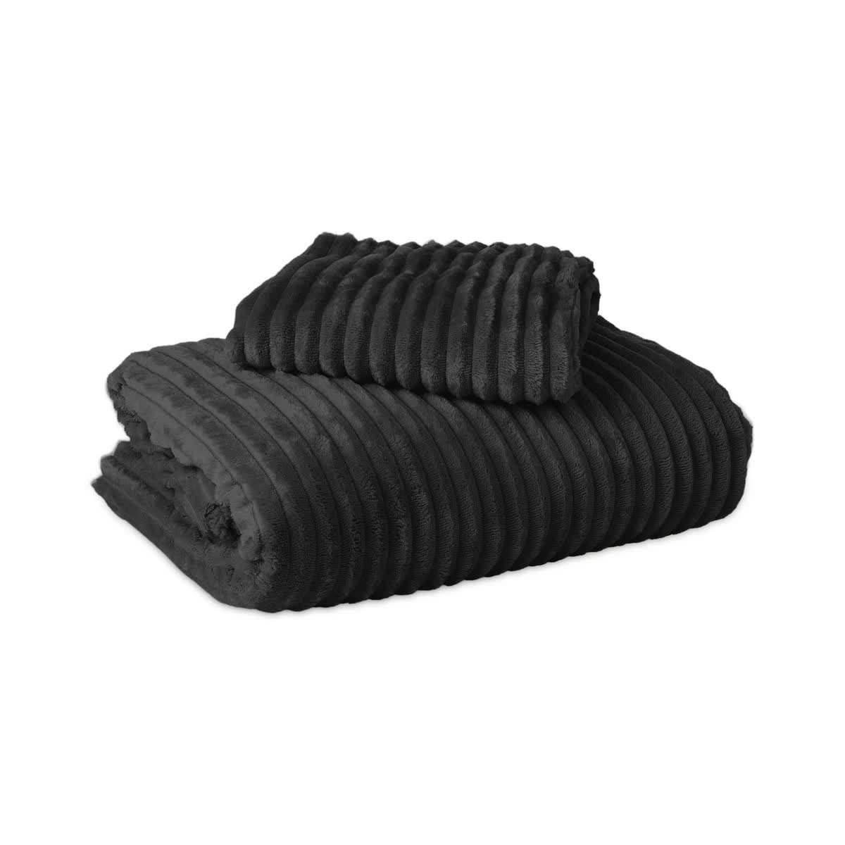 200x200/220 RIB Teddy czarny kpl pościeli