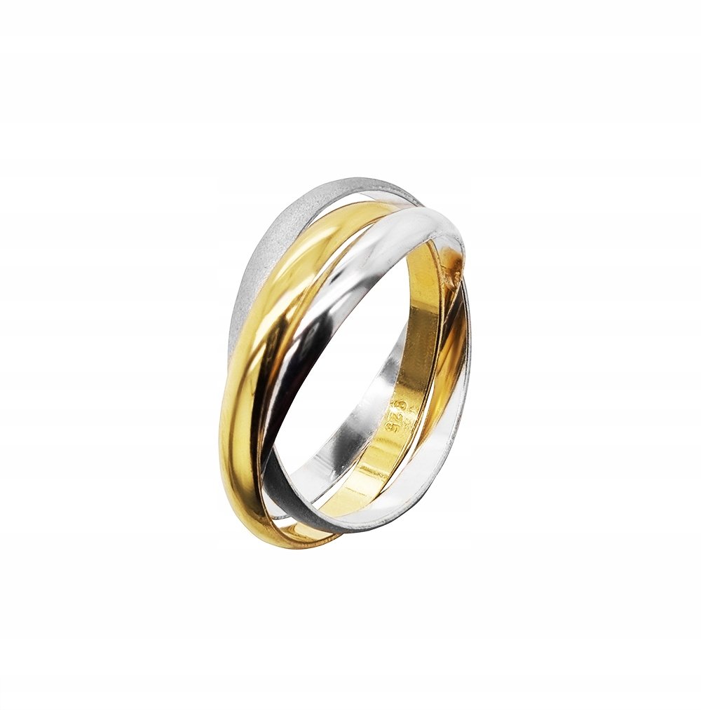 Pierścionek potrójny srebro 925 Trzy kolory r.23