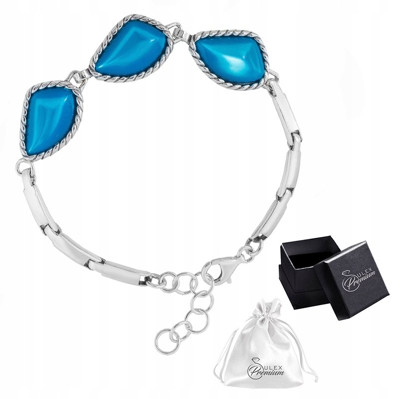 Bransoletka srebro pr. 925 Elegancka Bransoletka Lśniący Błękit