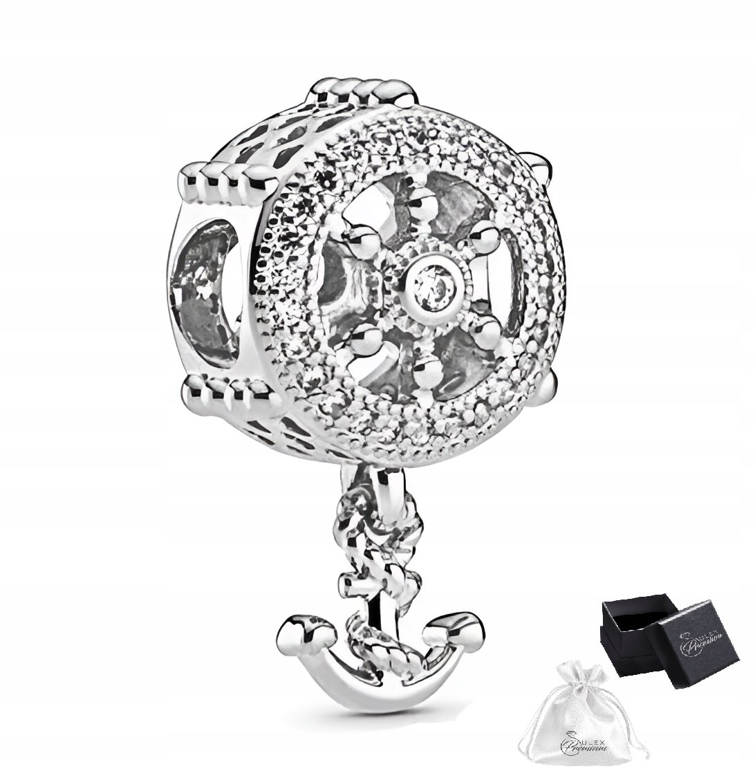 Charms srebro rodowane pr. 925 Ster i kotwica