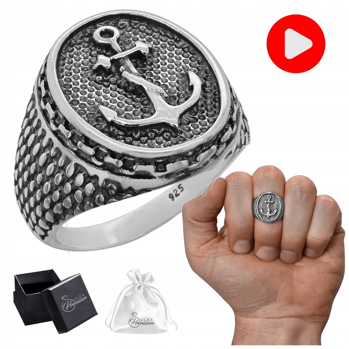 Sygnet Srebrny pr. 925 z Kotwicą Pierścień Żeglarski Marynarski r. 26