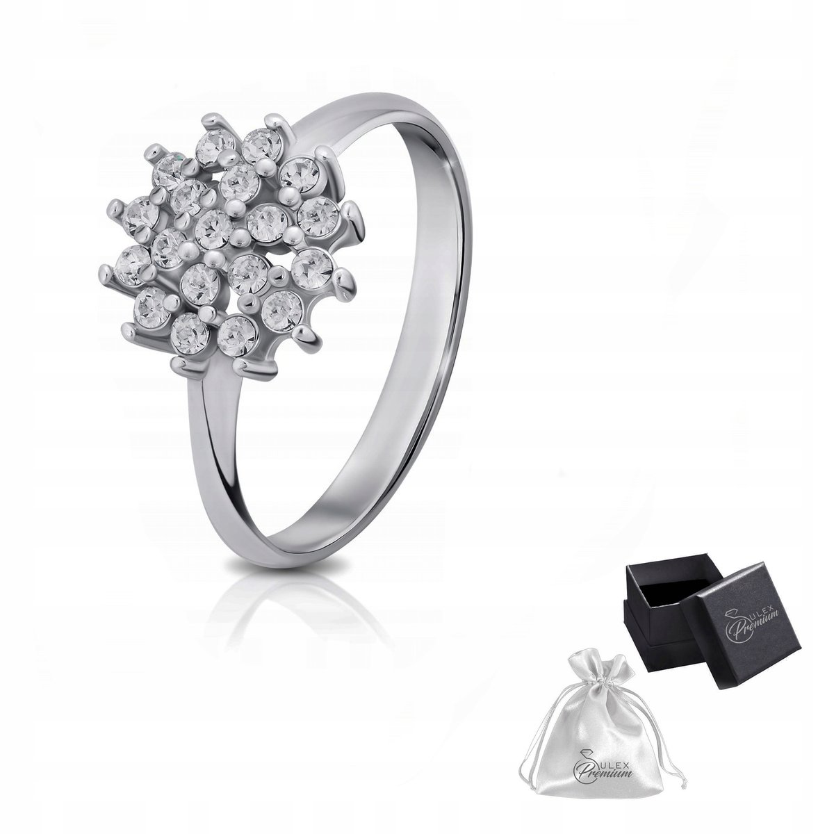 Pierścionek damski Piękny Srebrny Rodowany z cyrkoniami r. 14