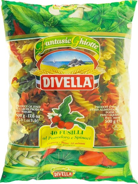 Divella Fantasie Ghiotte Tricolore Fusilli n.40 Makaron Świderki 500 g