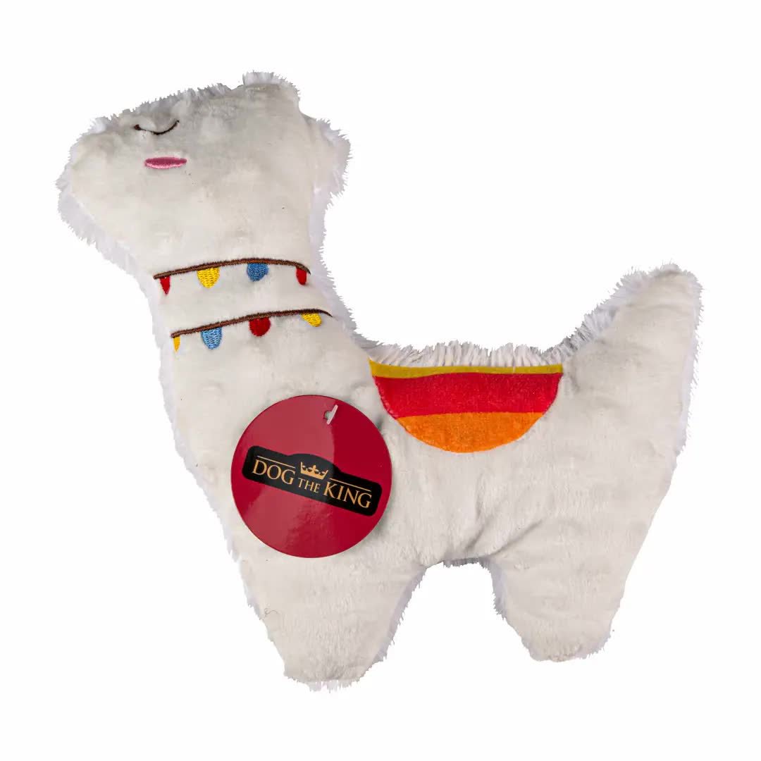 Zabawka dla psa pluszowa biała lama, piszcząca - Dog the King