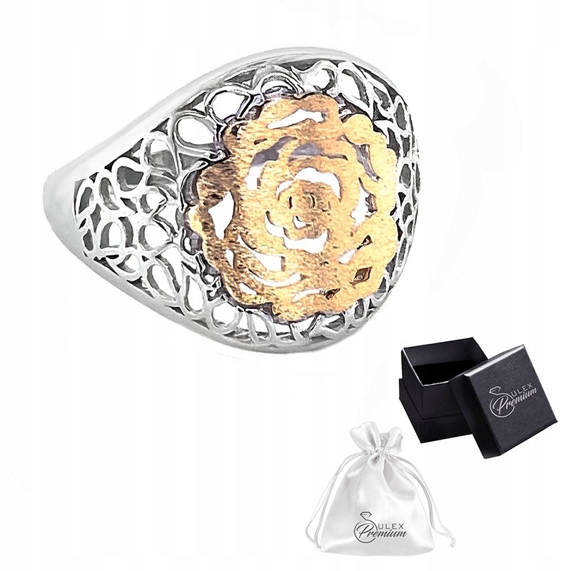 Pierścionek srebrny pr. 925 Elegancki Rodowany Pierścionek z Różą r. 18