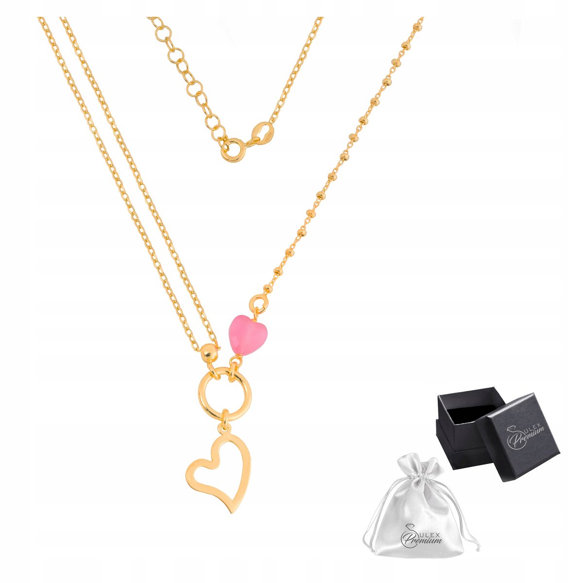 Naszyjnik srebrny pr. 925 Złota Kolia Celebrytka SERCA Dla Niej