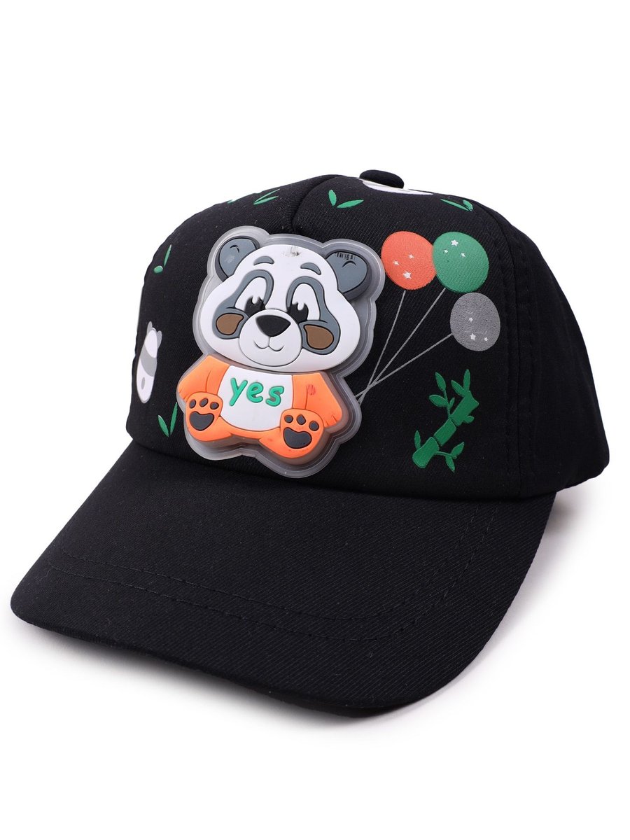 Czapka z daszkiem bejsbolówka dziecięca unisex panda czarna 50-54 YOCLUB