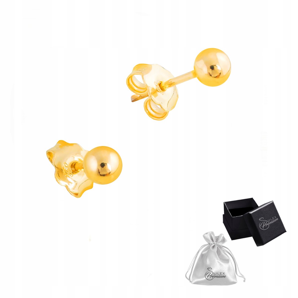 Kolczyki złoto pr. 585 Kolczyki Kuleczki na Sztyfcie Złote Gładkie Dla Niej