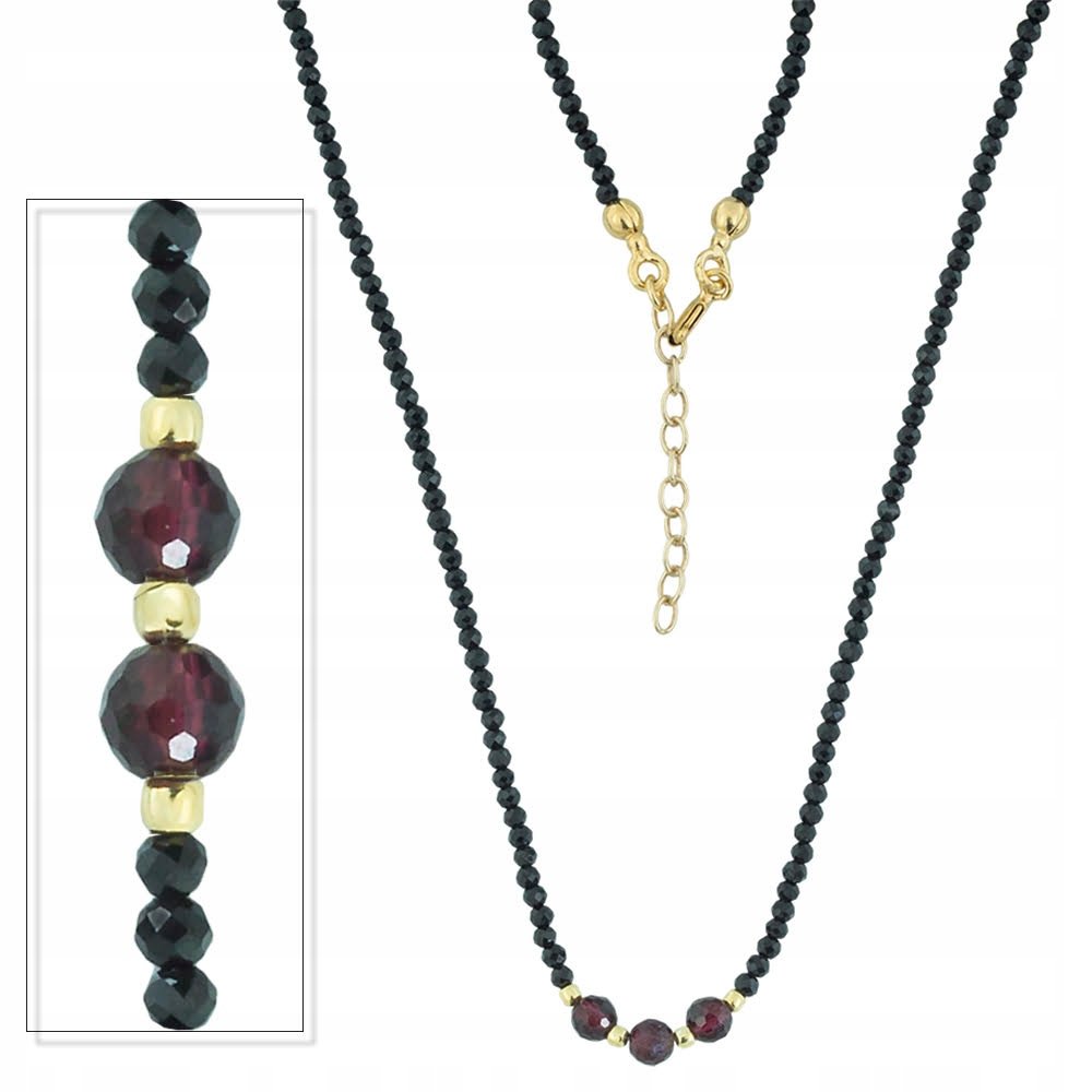 Naszyjnik srebrny 925 naturalny Spinel i Granat