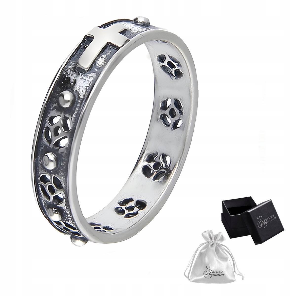 Obrączka RÓŻANIEC srebrna pr. 925 Pierścionek Różaniec na Palec r. 13