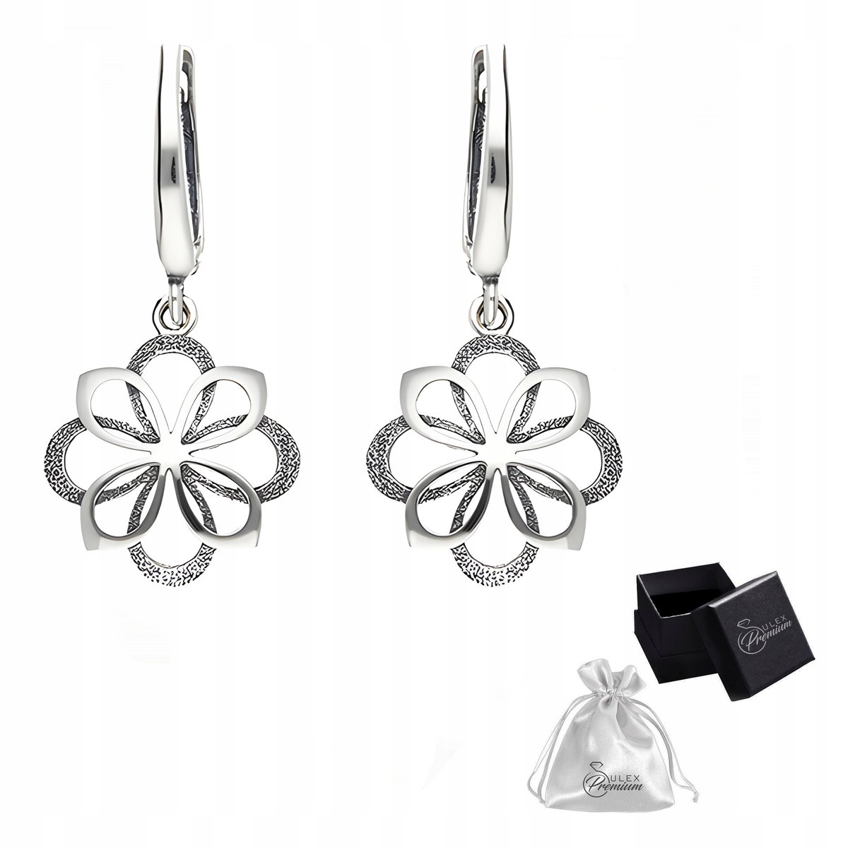 Kolczyki srebrne wiszące pr. 925 Eleganckie Kolczyki Rozeta Kwiat dla Niej