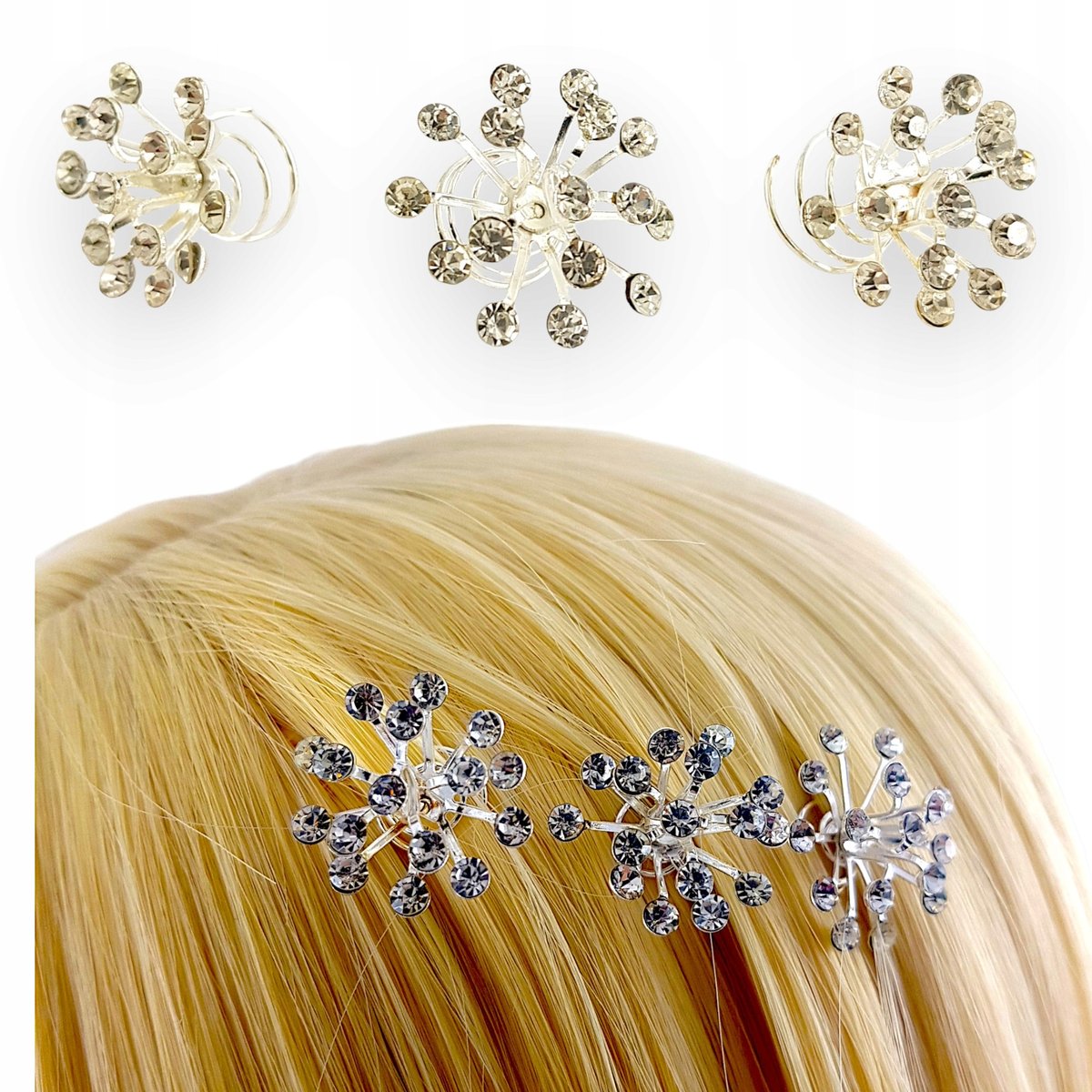 Spinki do włosów Wkrętki Sprężynki z cyrkoniami