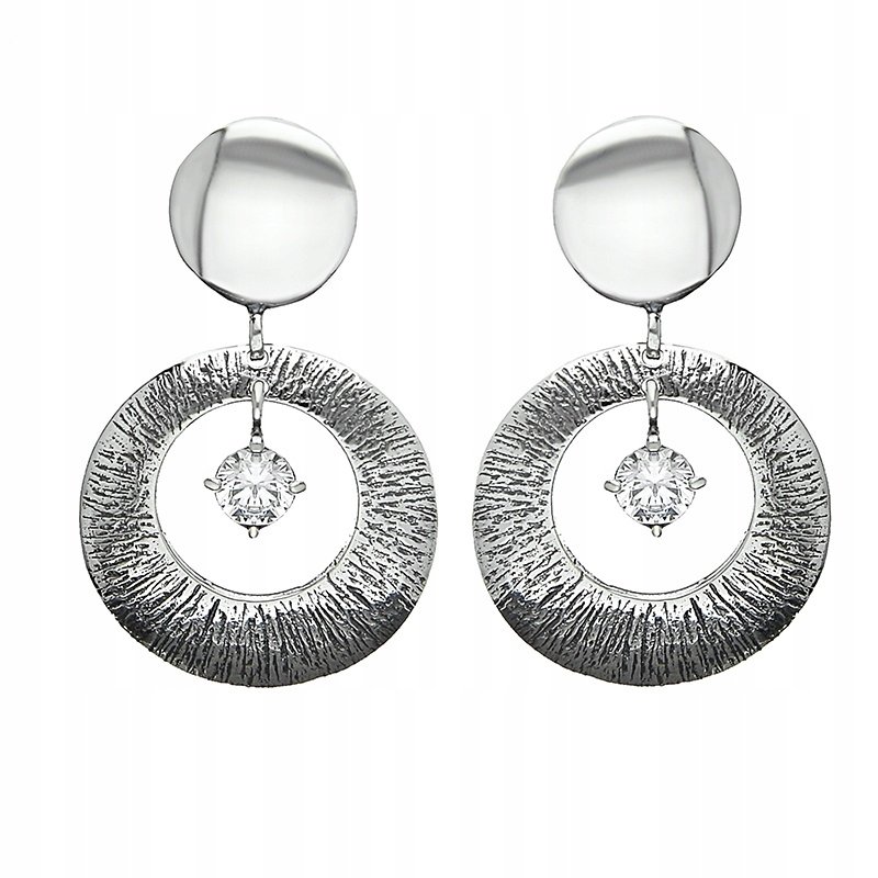 Kolczyki srebrne 925 wiszące okrągłe z cyrkoniami