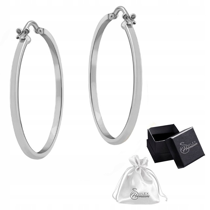 Kolczyki rodowane srebro pr. 925 Koła Ø 5,3 cm