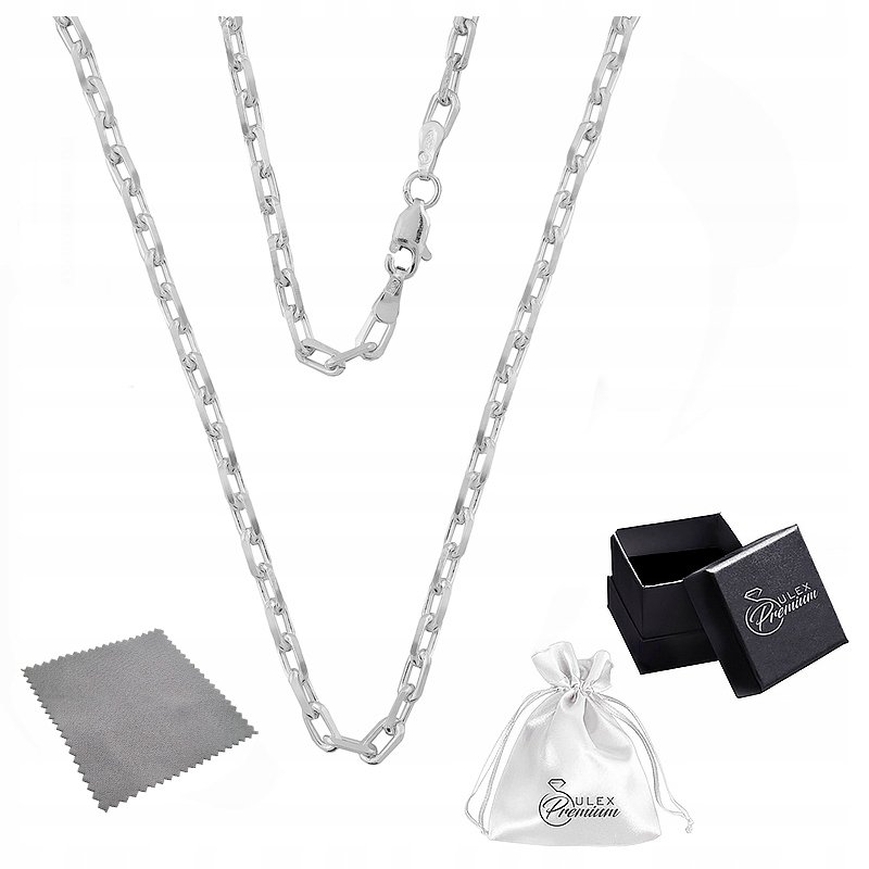Łańcuszek Srebro pr. 925 Elegancki Splot Ankier Diamentowany 65 cm x 3.5 mm