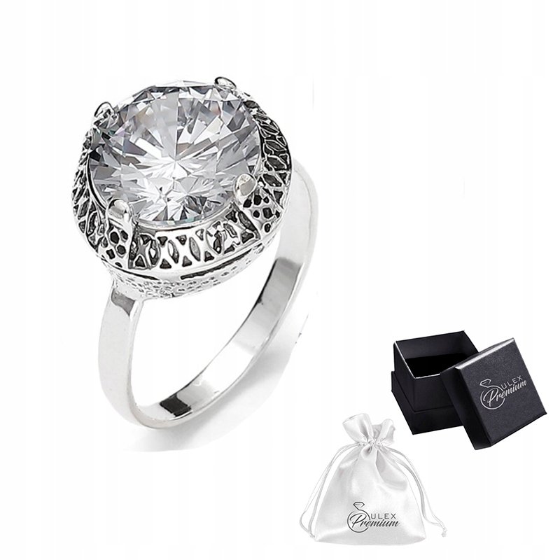 Pierścionek srebrny pr. 925 Ażurowy z Okrągłą Cyrkonią (mniejszy) r. 15