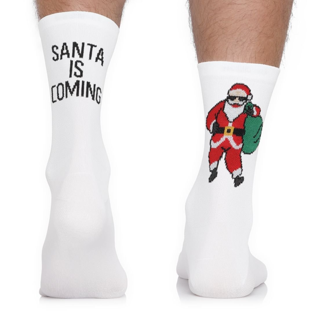 Sportowe świąteczne skarpety rowerowe Todo Cycling Pro z Mikołajem SANTA IS COMING, kolarskie, szosowe , 43-46