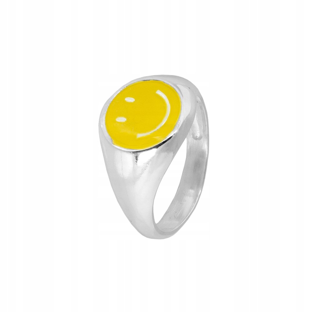 Pierścionek żółty srebro pr. 925 Uśmiechnięta Buzia Smiley Face r. 18