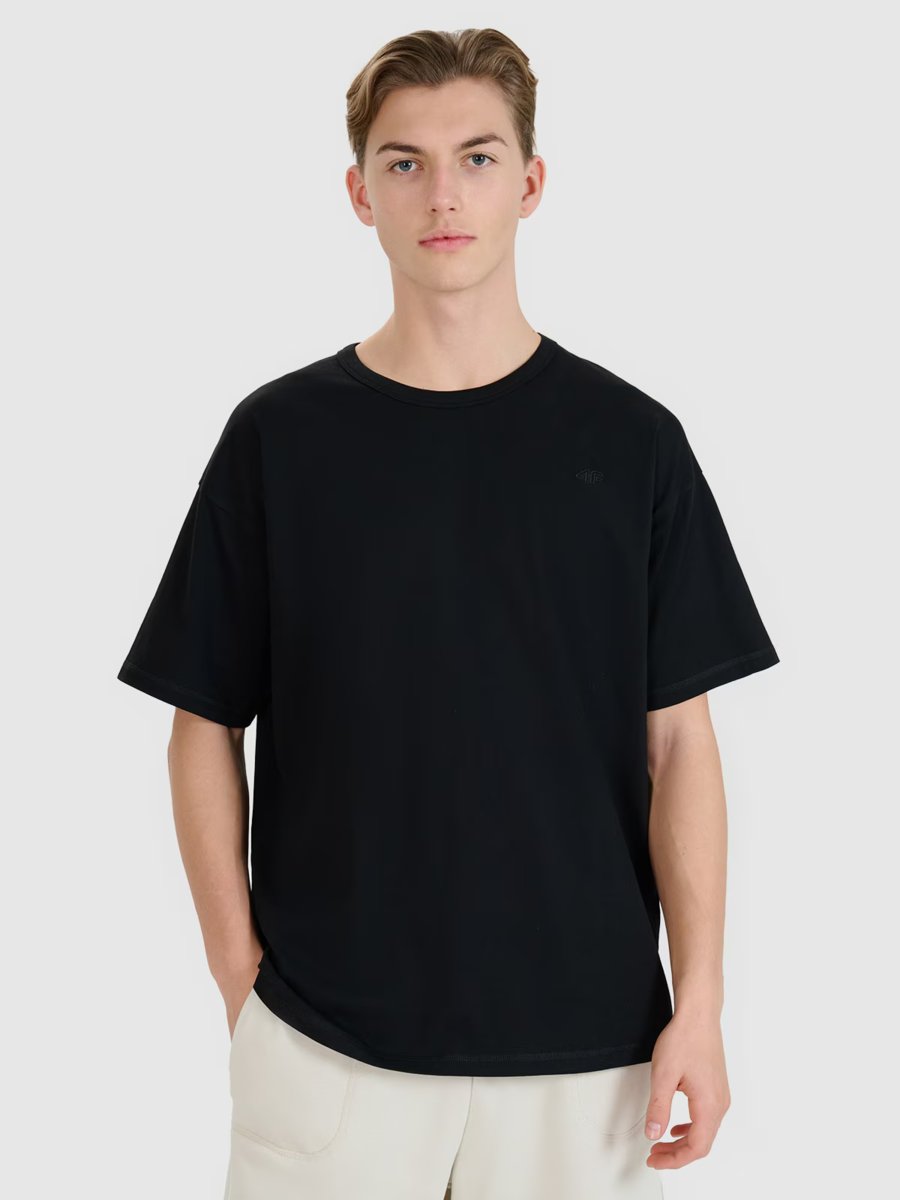 4F T-shirt oversize gładki uniseks 4FWSS25TTSHU1972-20S Czarny Roz. S